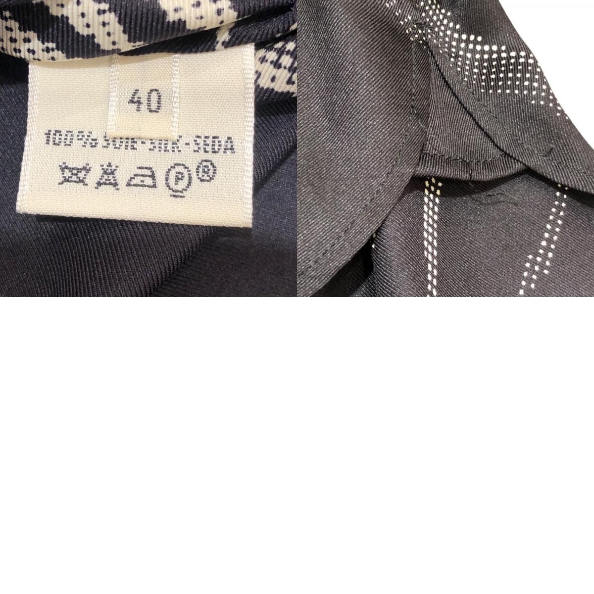 エルメス HERMES デザインシルクノースリーブシャツ ブラック シルク  