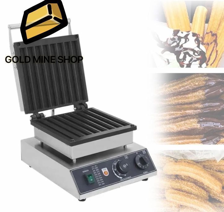 1550W 電気チュロスメーカー カウンタートップ業務用ワッフル生地マシン 8穴 50-300℃ 温度制御 5分タイマー機能 レストラン バー用