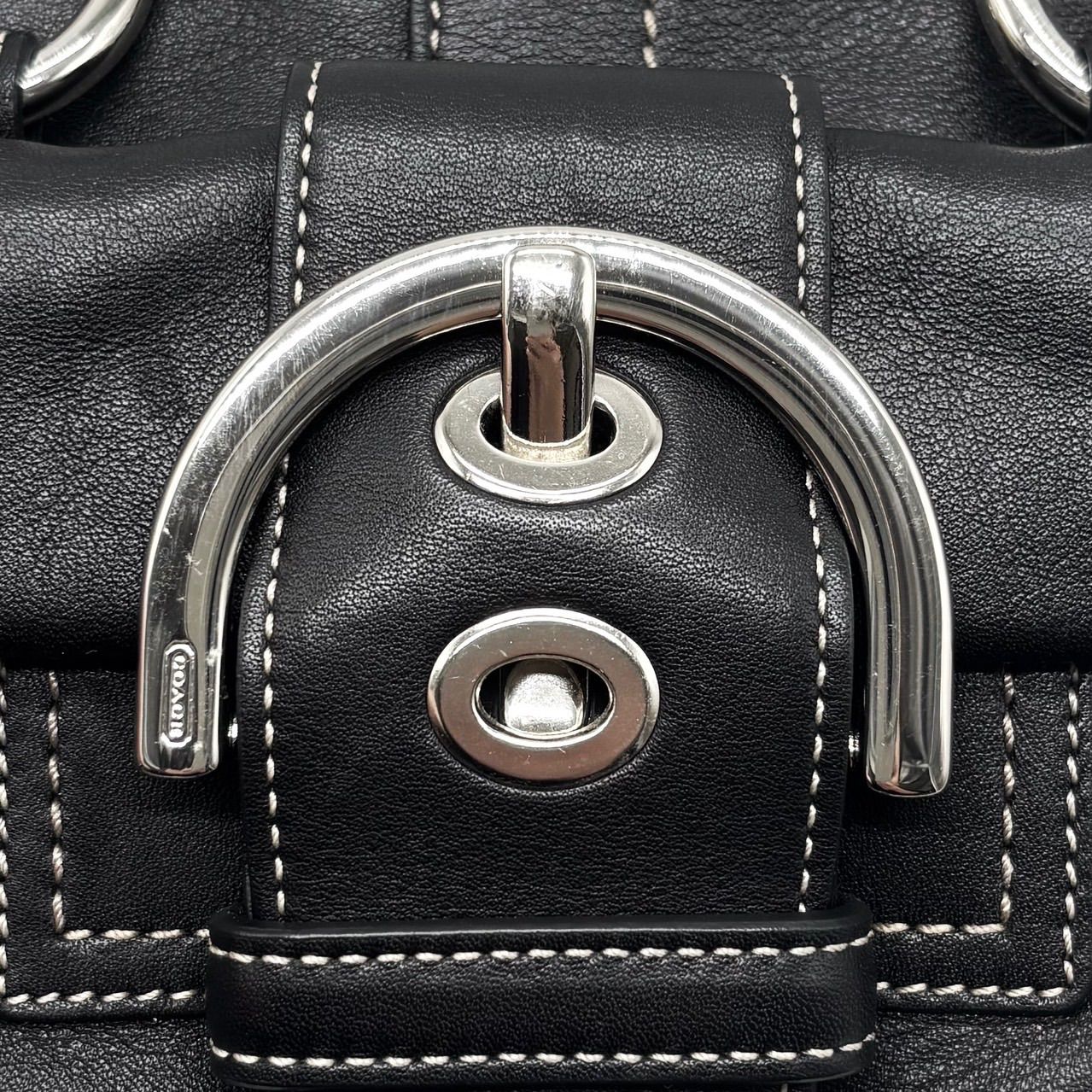 COACH Y2K belt black leather shoulder mini boston bag unisex コーチ トートバッグ ハンドバッグ ショルダーバッグ DECORATOM_COM_BR