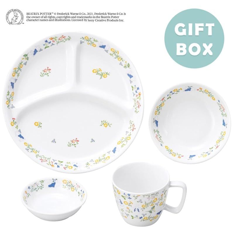OGISO おぎそ ピーターラビット ナチュラルガーデン 強化磁器食器4点セット 食洗機 レンジ対応