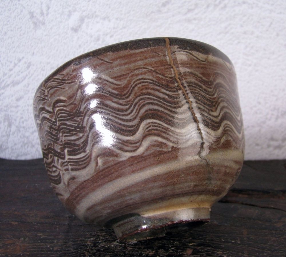 古唐津 木原窯 刷毛目茶碗 幅：10.5cm 桐箱付 江戸初期/25i005 トップ