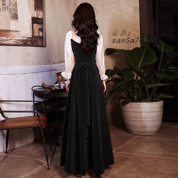 ドレス 大人 ピアノ 発表会 ロングドレス 演奏会 袖付き 結婚式 ワンピース ピアノ発表会 演奏会ドレス 長袖 母親 黒 am5a708831 MAAHADDERANG_COM