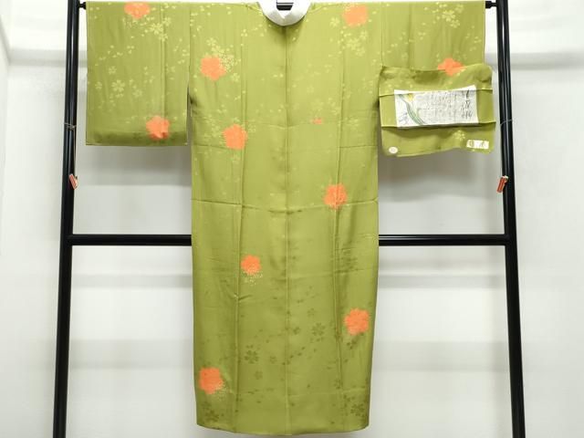 平和屋着物○長襦袢 無双仕立て 雪輪楓花文 舞桜地紋 暈し