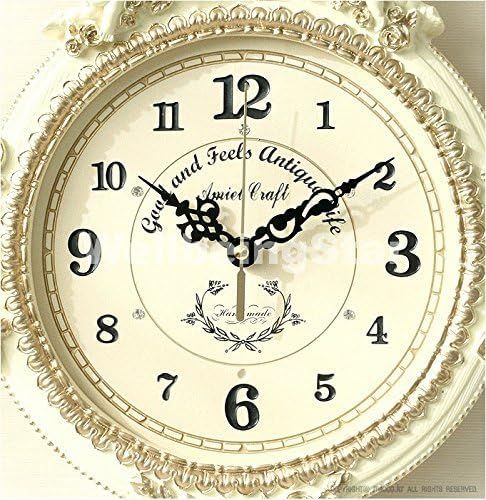 電波掛け時計 ゴールデンエンジェルラウンド振り子時計（ホワイト