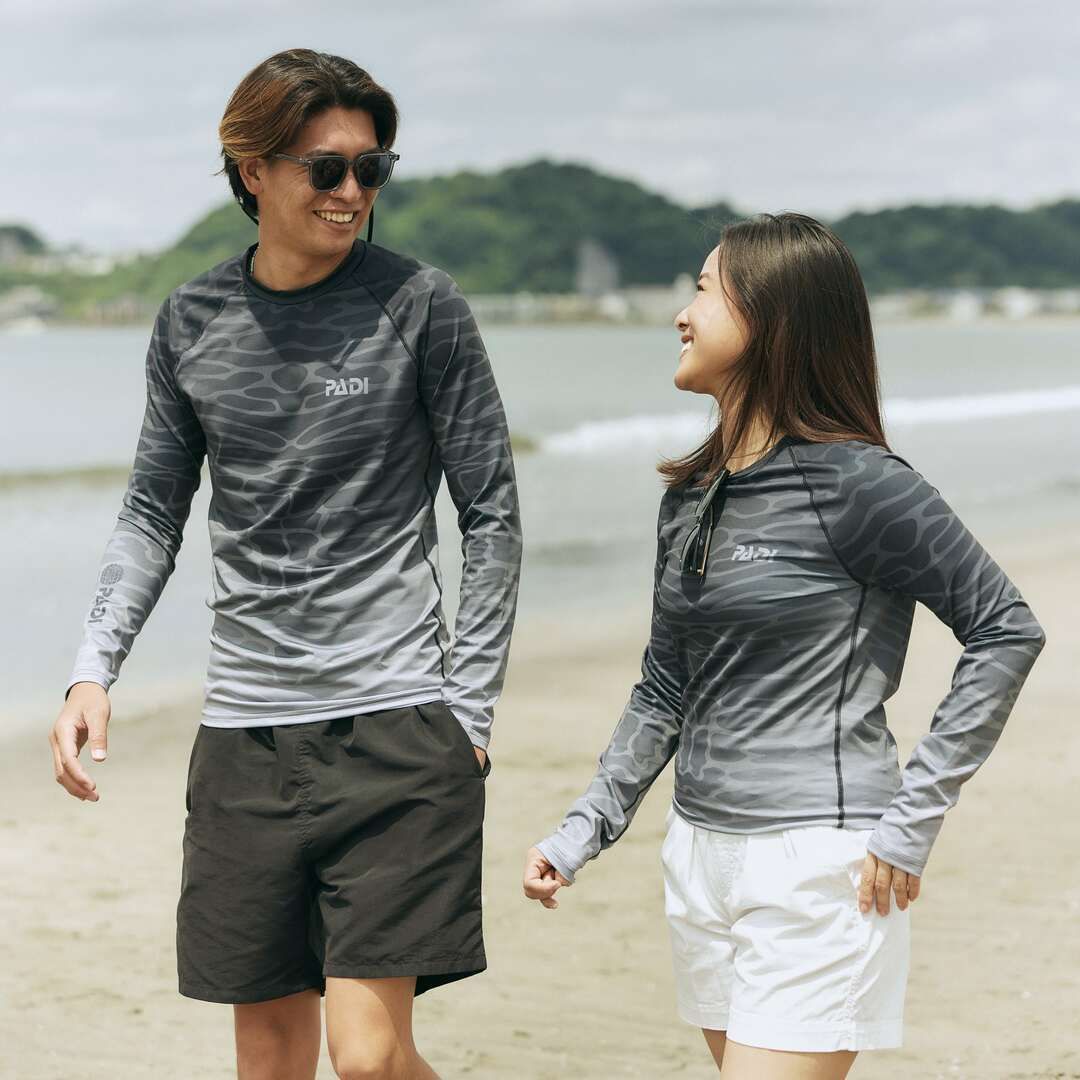 PADI ラッシュガード Tiger Shark オーシャンバランス生地使用