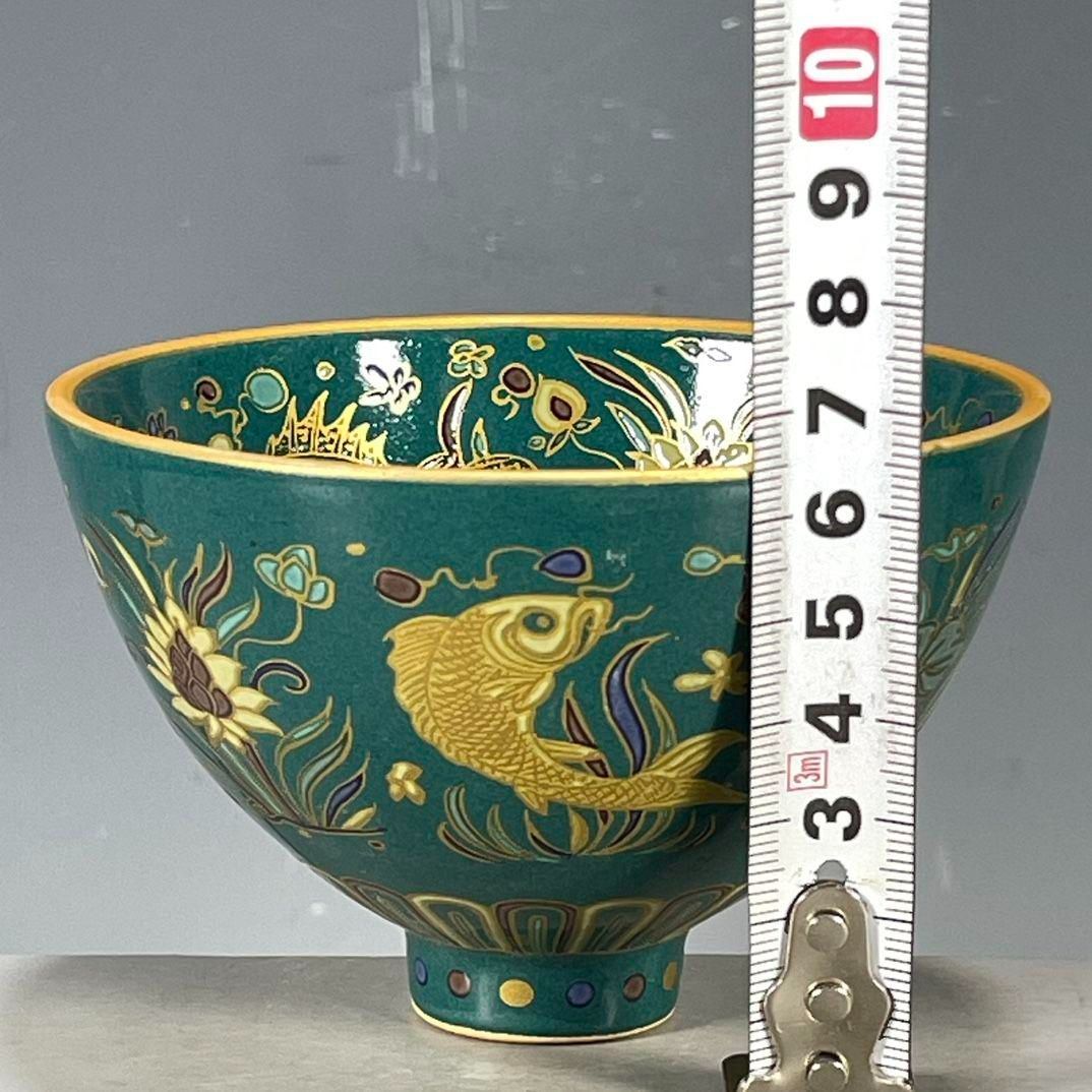 大明宣徳斗彩魚藻紋斗笠杯 茶碗 景徳鎮 陶磁器 工芸品 置物 大明宣徳斗彩魚藻紋斗笠杯 茶碗 景徳鎮 陶磁器 工芸品 置物