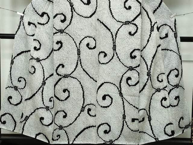 平和屋本店□極上 本疋田絞り 小紋 唐草文 黒地 逸品 CZAA2918s5