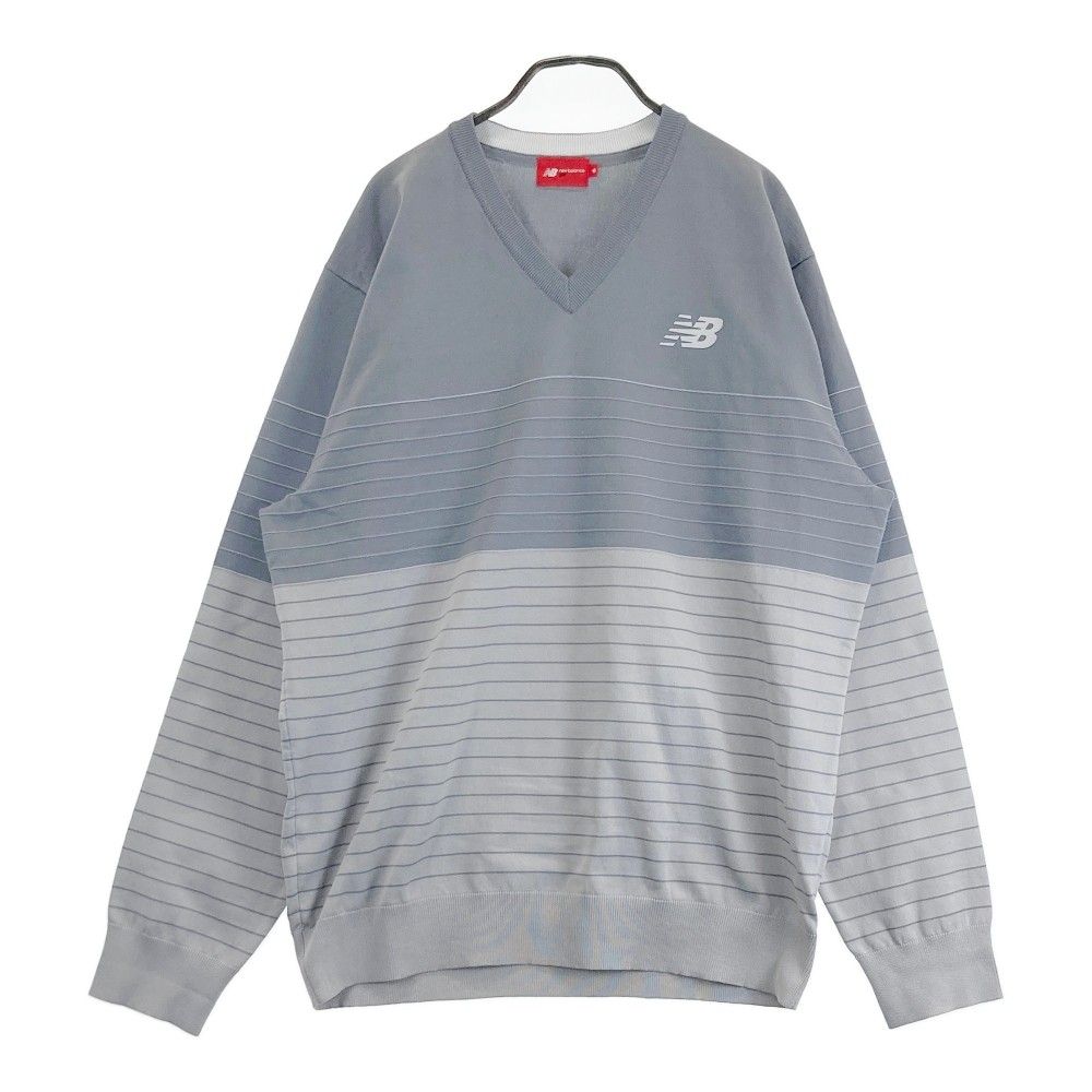サイズ 6 NEW BALANCE GOLF ニューバランス 長袖ニットセーター ボーダー柄 グレー系 240101425649 ゴルフウェア メンズ ストスト