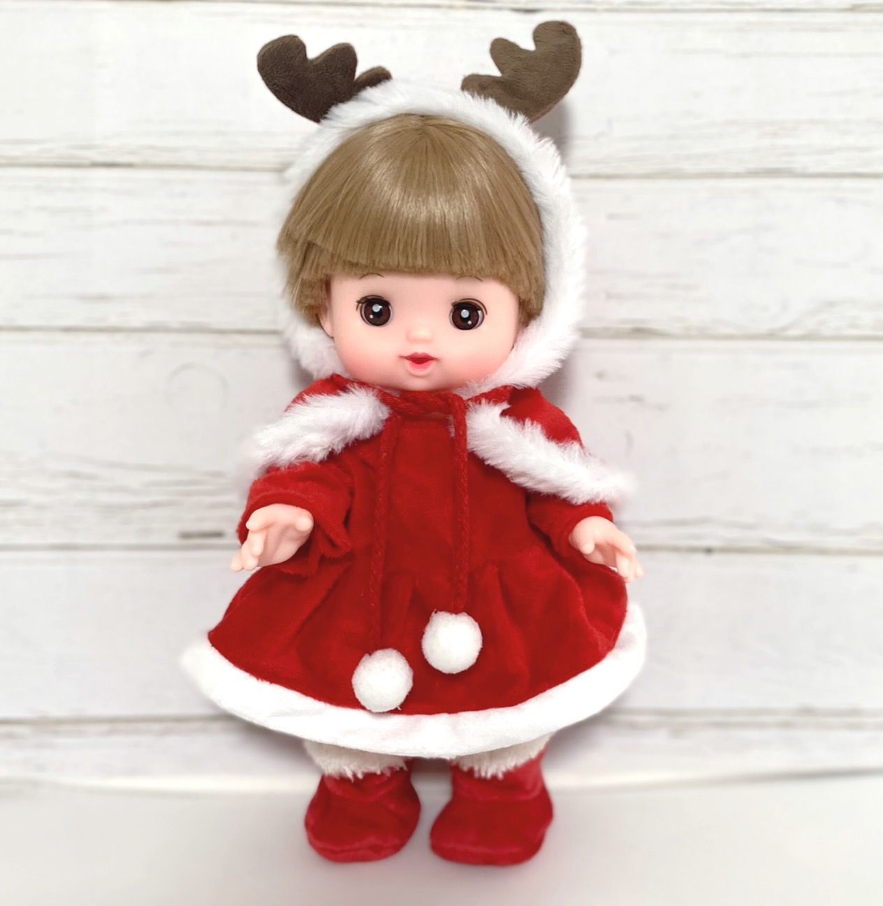 メルちゃん服 ソランちゃん サンタ服 サンタポンチョ ブーツ付き 3点