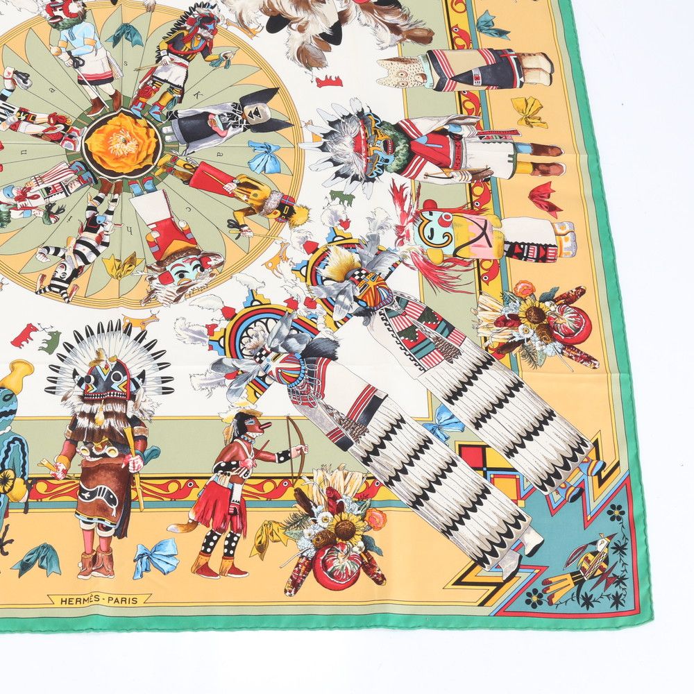 極美品 エルメス タグ付 カレ 90 Kachinas カチナ インディアン