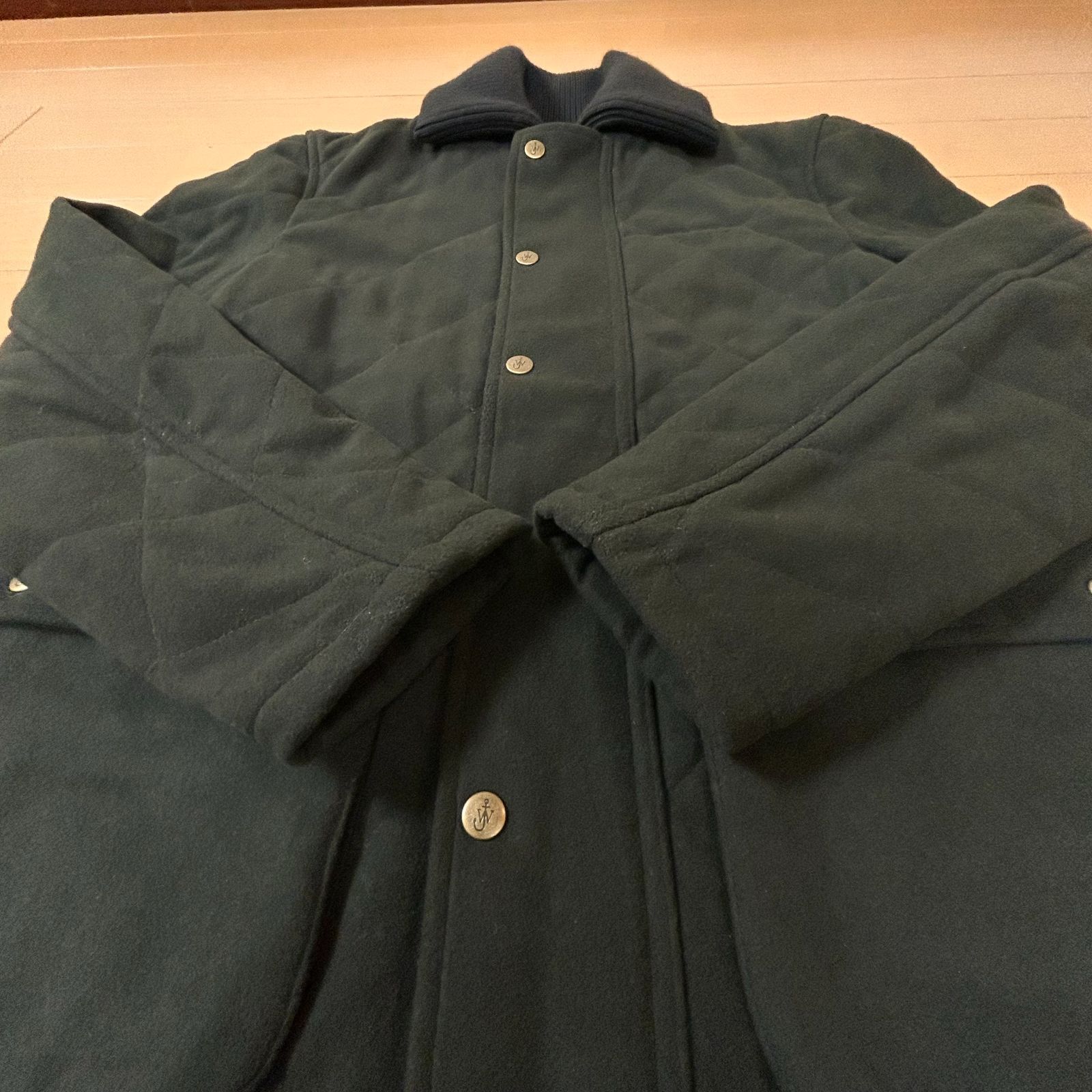 【美品】UNIQLO JW Andersonトレンチコート 黒　M キルティング 人気コラボ◎洗練されたシンプルデザイン！【UNIQLO×INES DE LA