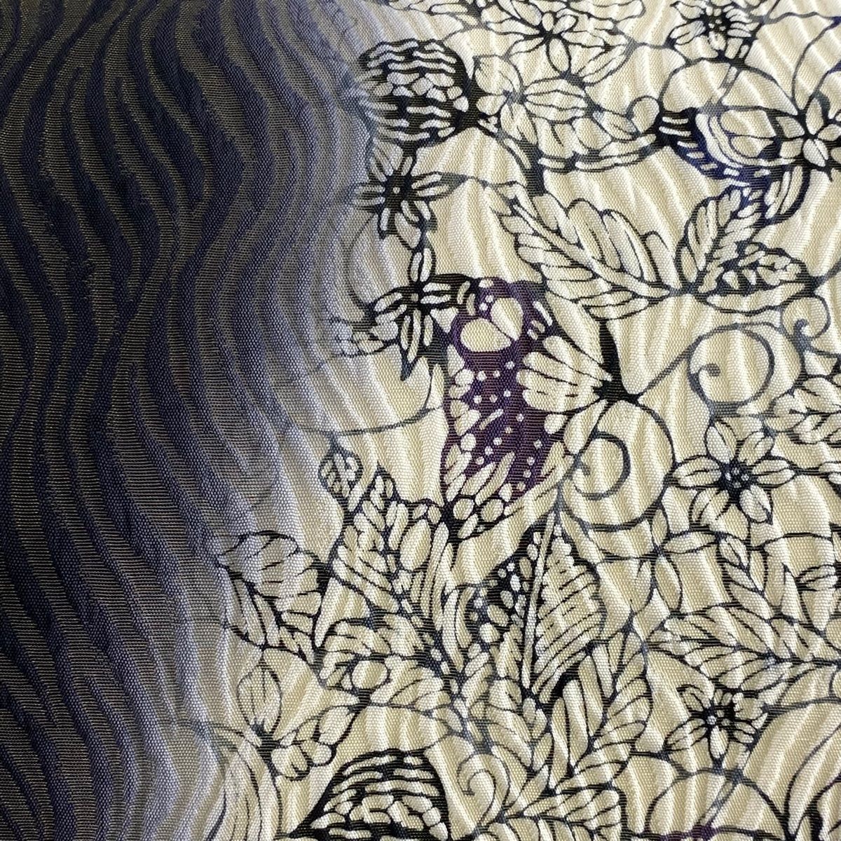 開き名古屋帯 秀品 やまと 蝶 葉柄 金通し ベージュ 正絹