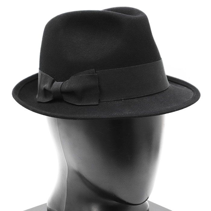 極美品】CELINE PARIS セリーヌ パリ ハット フェドラ ロゴ グログラン  