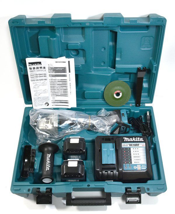 MAKITA マキタ 充電式ディスクグラインダ GA418DRGX バッテリー2個 充電器付き