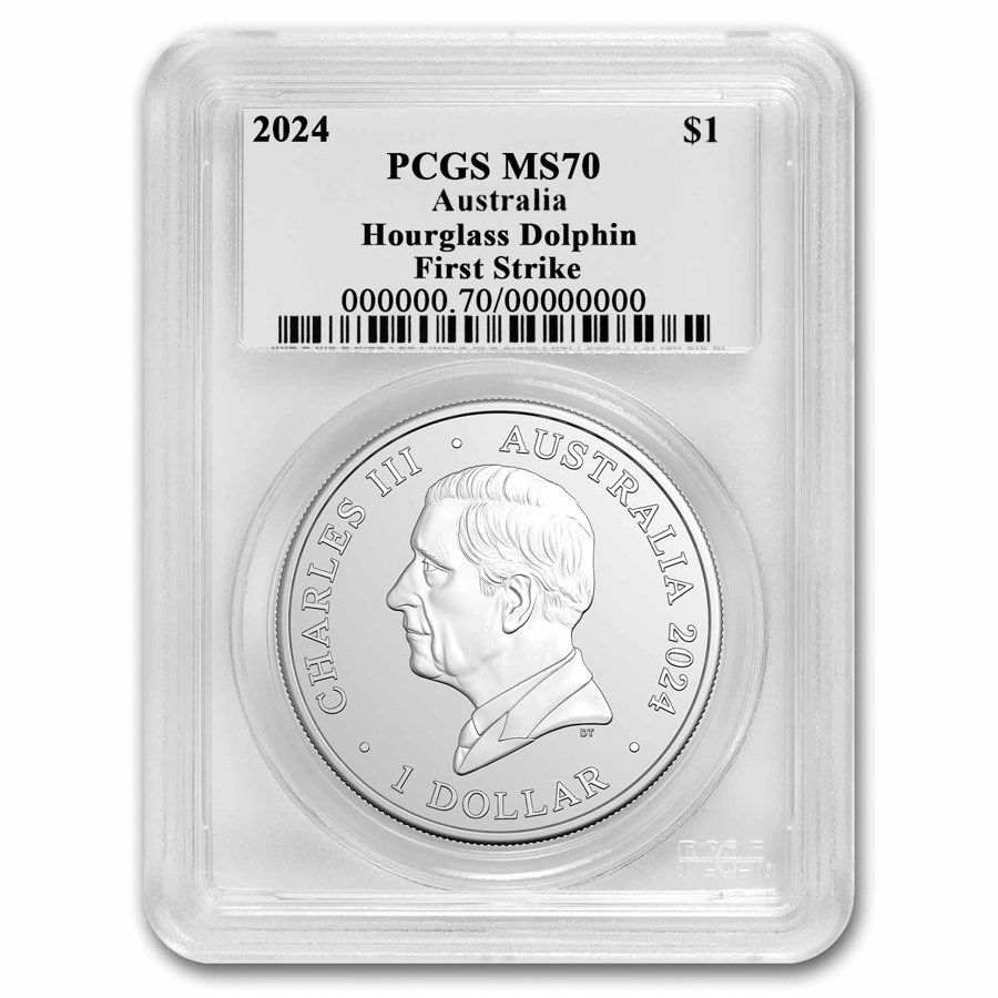 オーストラリア 2024 ダンダラカマイルカ 銀貨 PCGS MS70 保証書・スラブ付き] 2024年 (新品) オーストラリア「ダンダラ