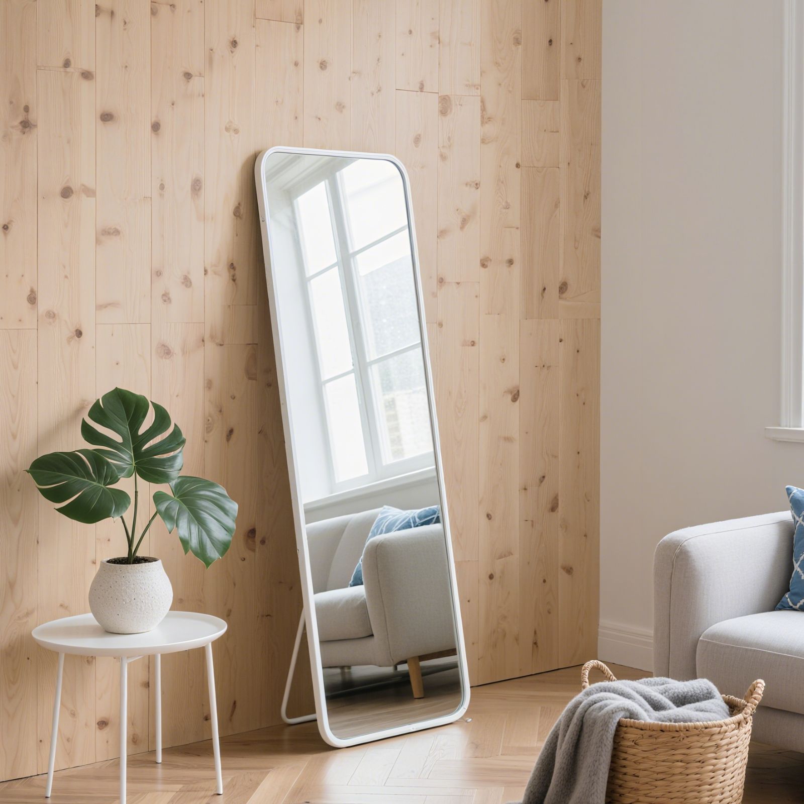 引越しシーズン 高さ165 幅60 かがみ 全身鏡 ホワイト 大型 スタンドミラー