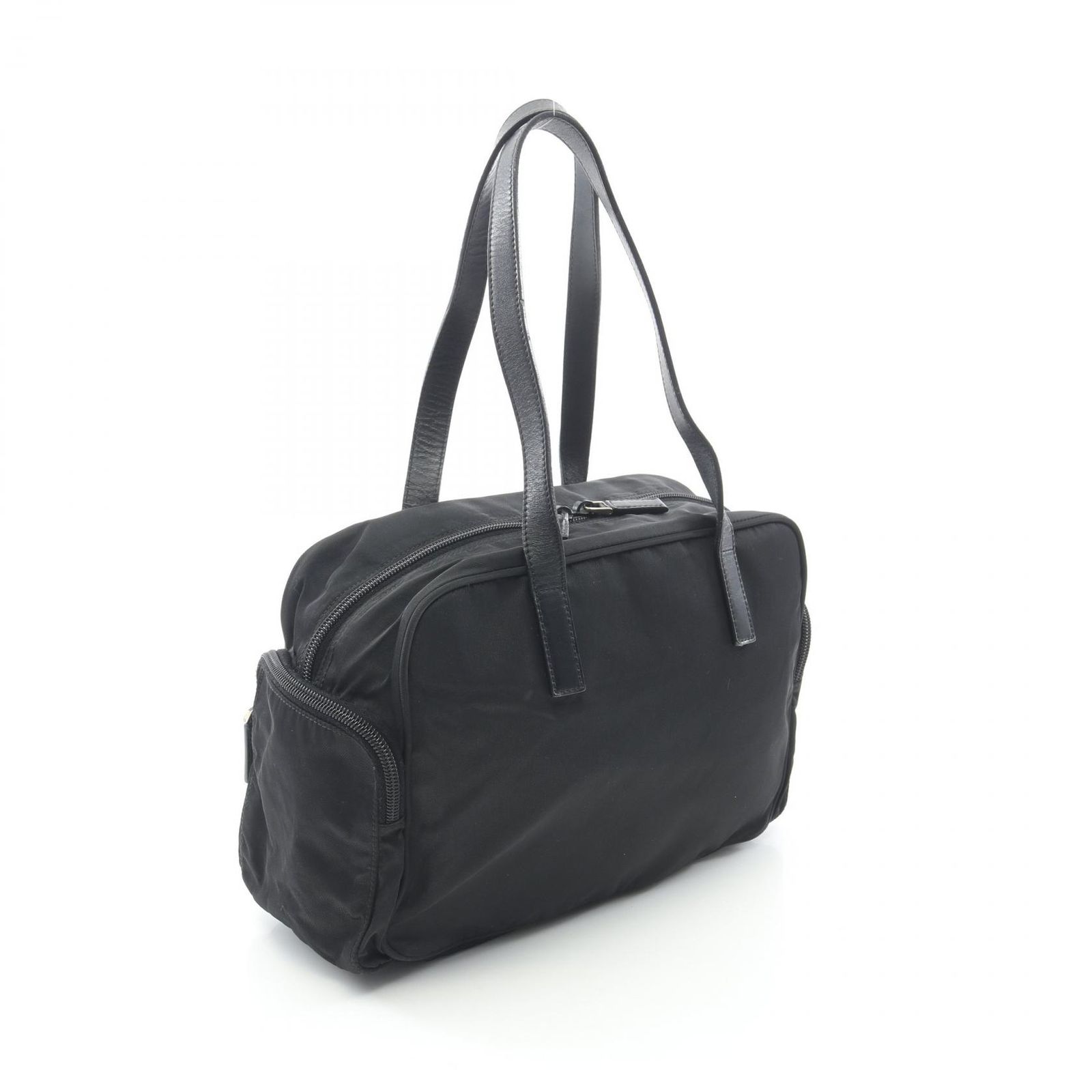 PRADA ブラックナイロン レザー ハンドバッグ プラダ PRADA ハンドバッグ ブラック ナイロン レザー
