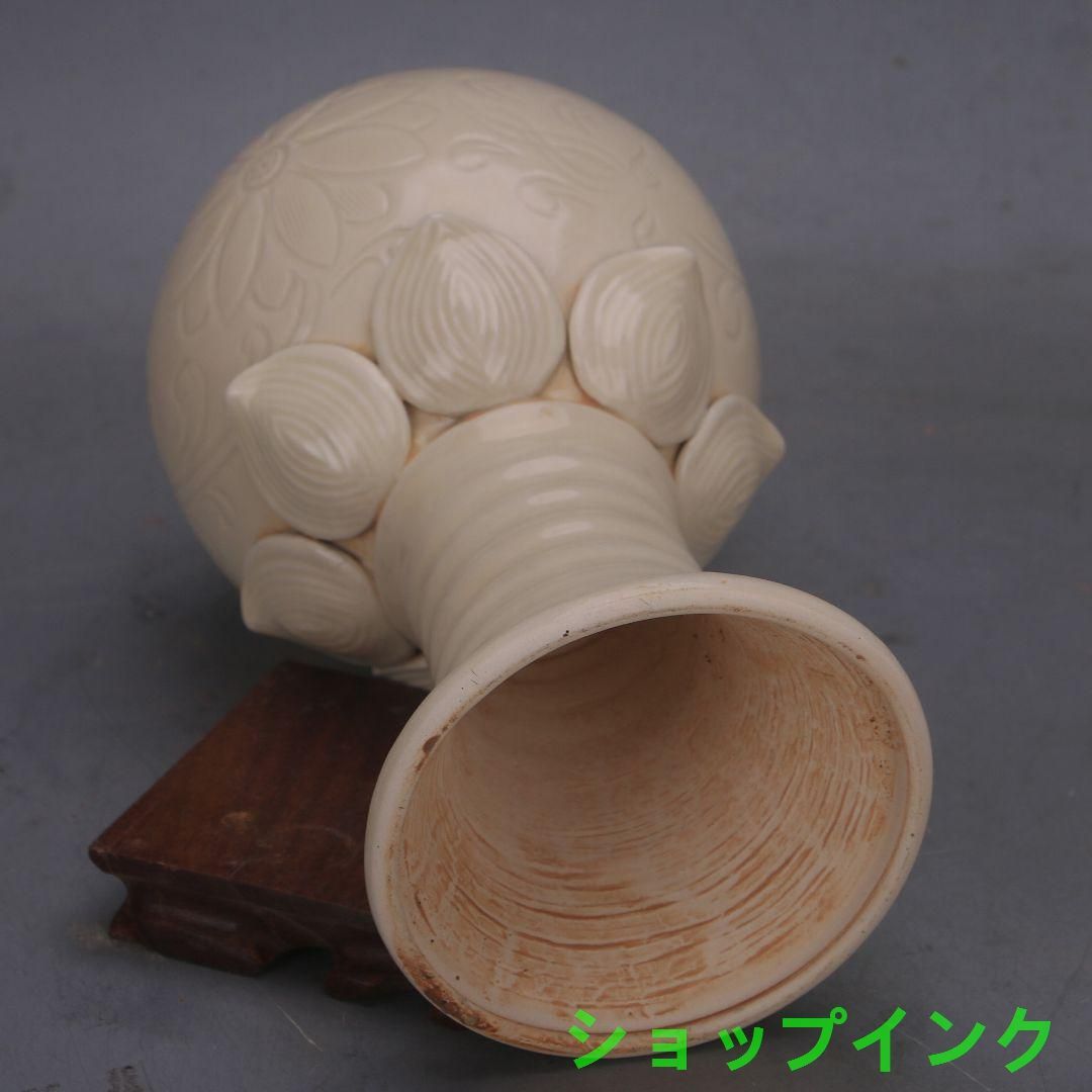 宋定窯 白釉暗刻堆彫蓋缶 景徳鎮 陶磁器 装飾品 現代工芸品 美術