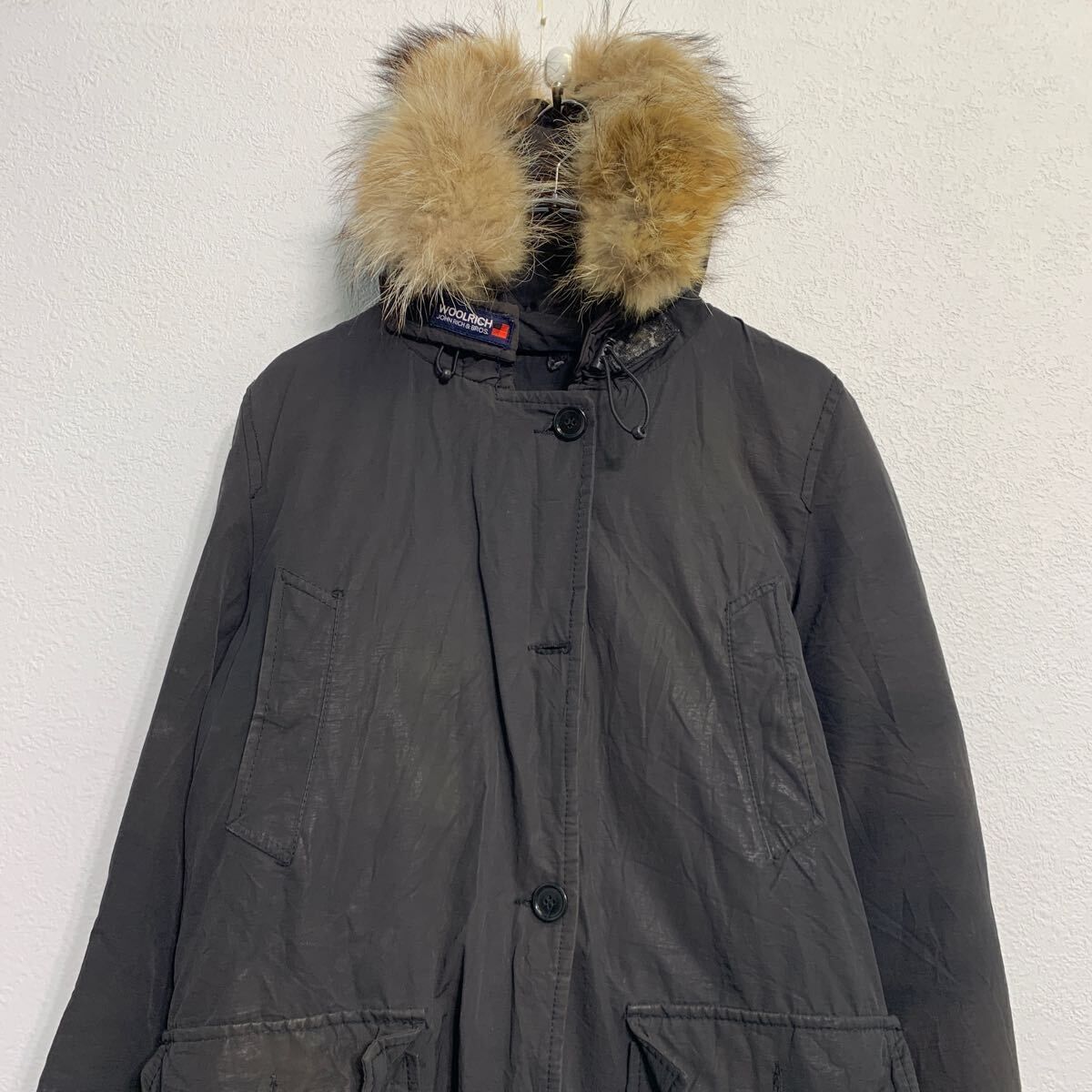 WOOLRICH ウールリッチ　中綿ジャケット　フード付き　ブラック&グレー　M WOOLRICH ウールリッチ中綿ジャケットフード付きブラック&グレーM