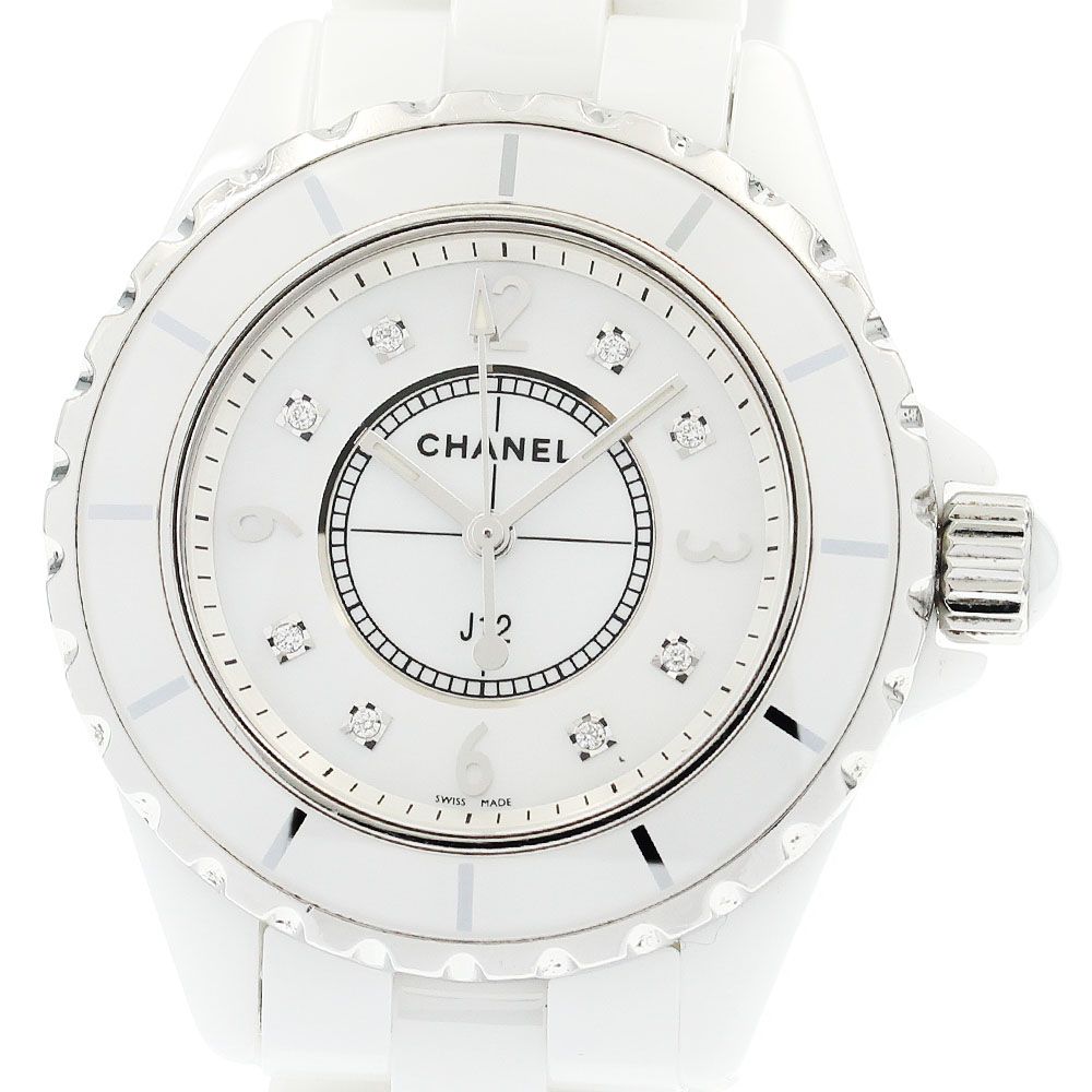 シャネル CHANEL H2422 J12 33mm 白セラミック 8Pダイヤ クォーツ  