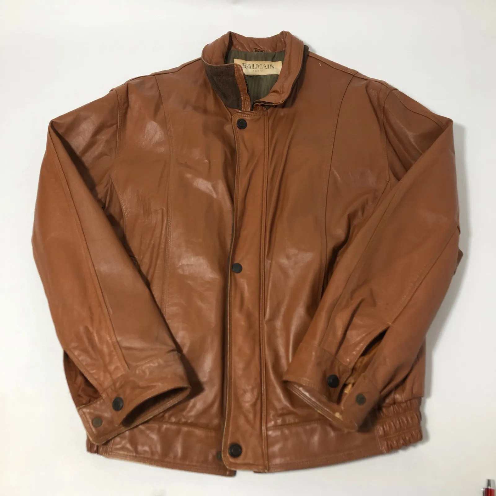 【未使用タグ付き】バルマン シングルライダースジャケット 裏地シルク ベージュ 未使用タグ付き】バルマン シングルライダースジャケット 裏地