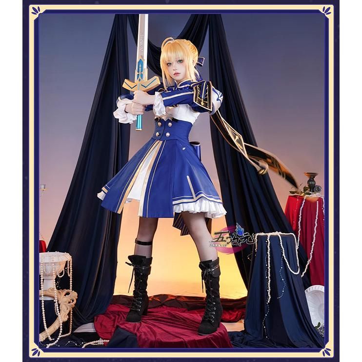 ♥ 五次元 崩壊スターレイル コスプレ セイバー アルトリア?ペンドラゴン FATEコラボ 衣装 ウィッグ 靴 追加可 CS1003BJ 文化祭