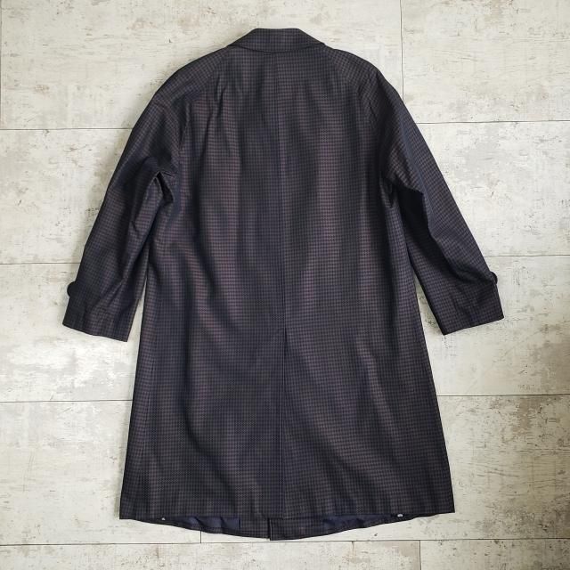 ZILLI ジリー ☆ 総シルク 総柄 ロングコート L ネイビー ブラウン