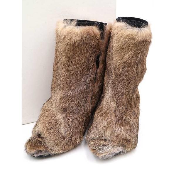 CELINE ブラウンファー付きブーツ CELINE ブラウンファー付きブーツ