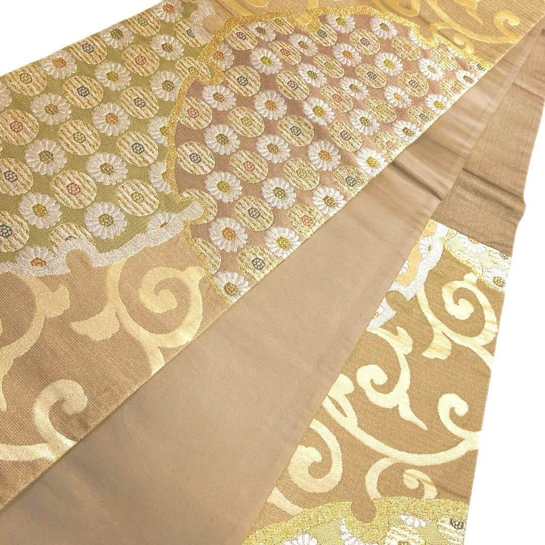 未着用 袋帯 唐草 雪輪 菊花模様 金糸 着物 103b p - メルカリ