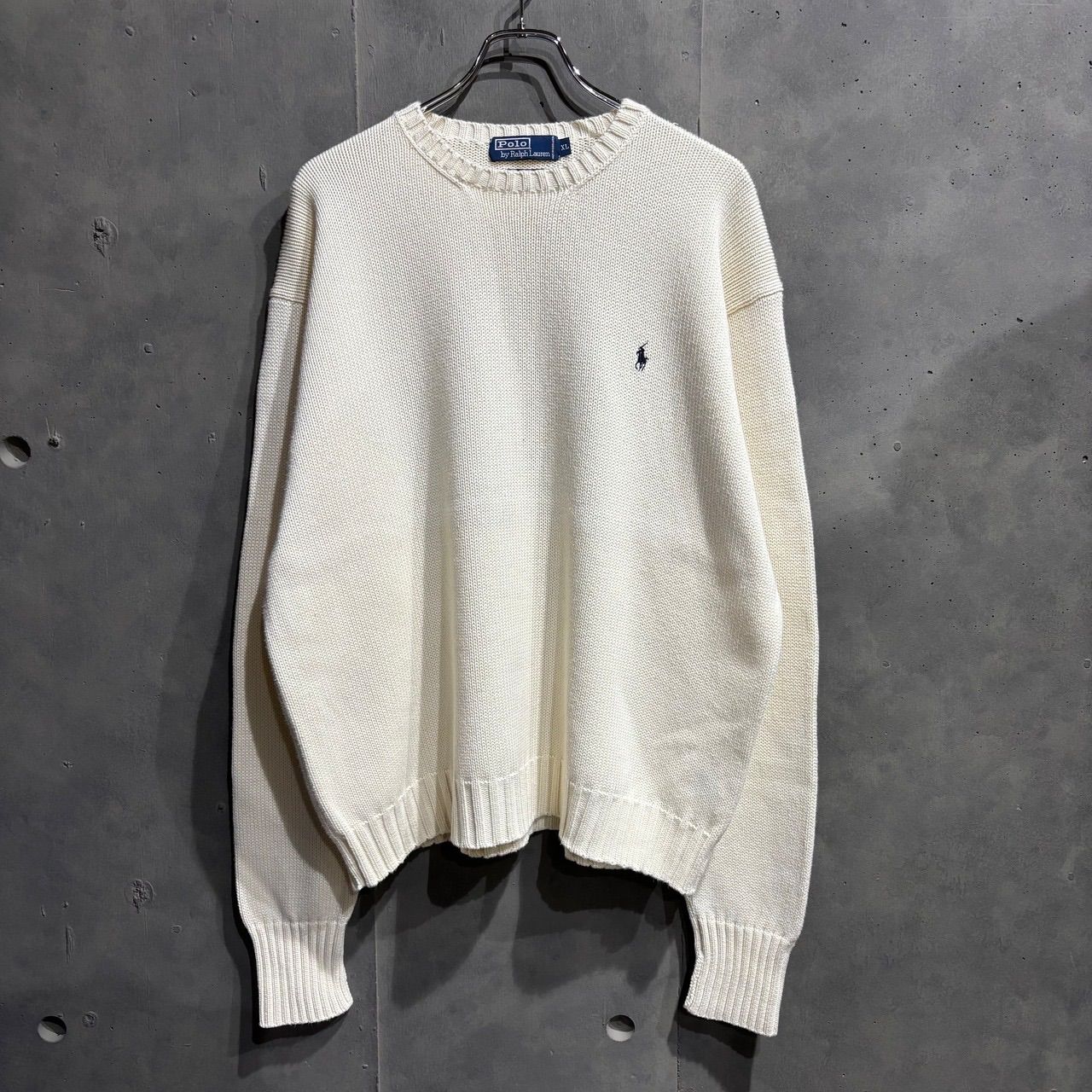 90〜00s Polo by Ralph Lauren コットンニットセーター オフホワイト 
