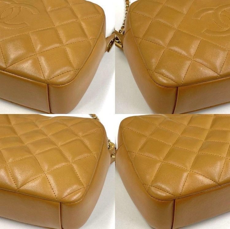 シャネル マトラッセ ラムスキン ショルダーバッグ キャメル 19番台