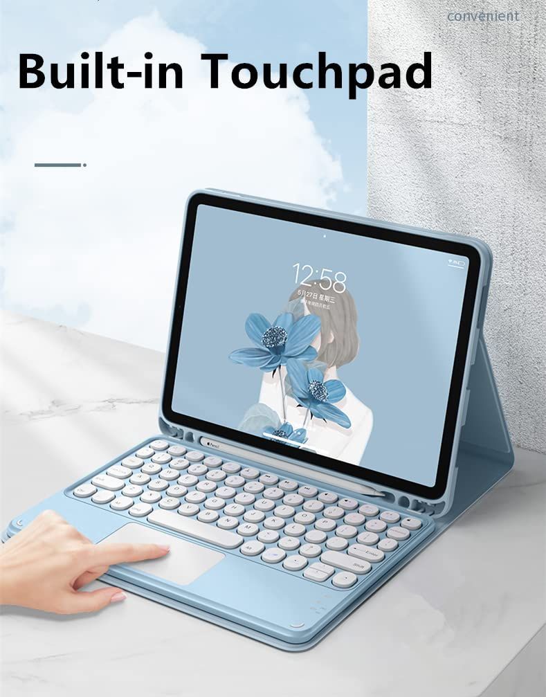 新着商品 キーボード ケース マウス付き 3点セット 10.9インチ マウス機能 可愛い iPad iPad 第4|5 世代 2020 Air 2025キーボード カバー 丸型キー Air5 ペンホルダー付き 分離式 Bluetooth Air4 キーボード