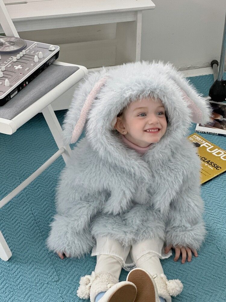 ボアコート キッズ 子供服 ウサギの耳 フード付き 暖かい 子供 コート ジャケット 冬 無地 防風 防寒 冬 厚手 冬服 通園 通学 アウター ふわふわ もこもこ ボアジャケット 可愛い パーカー 上着 子供用 haoxin03 PLxV106