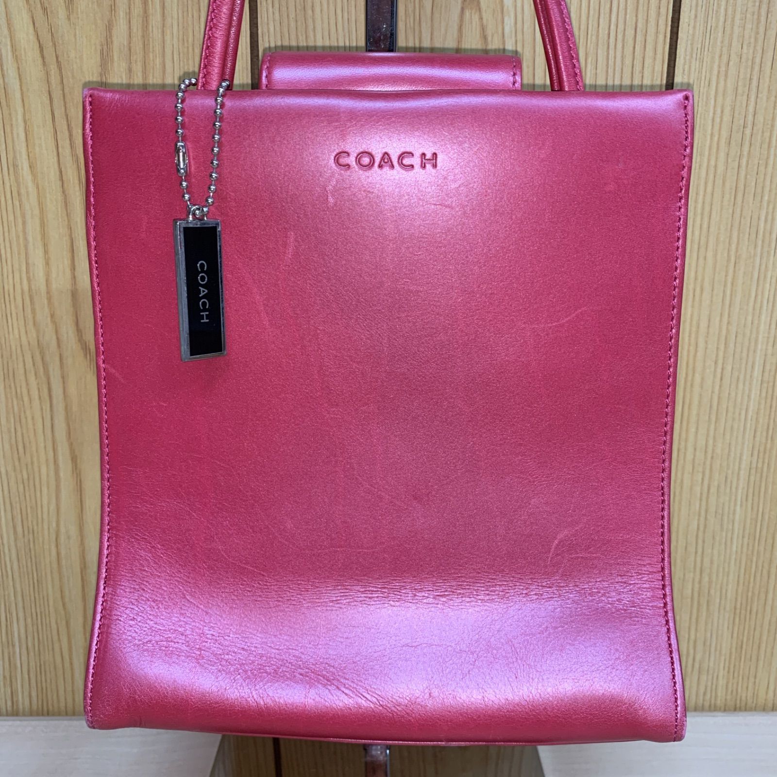 85 COACH コーチ レザー ミニハンドバッグ シャイニーピンク K0K-8152 