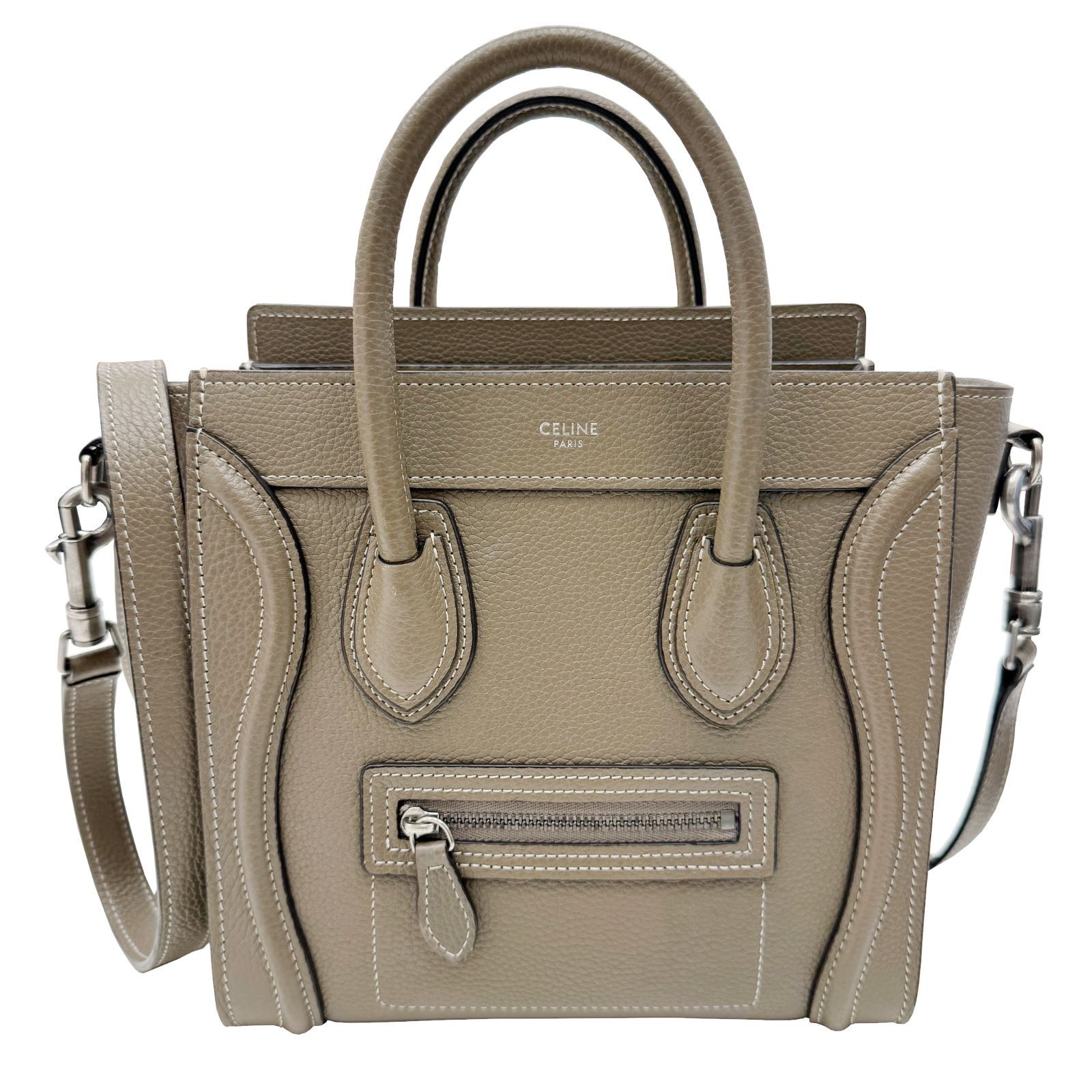 CELINE セリーヌ ラゲージ ナノ ナノショッパー 2WAYバッグ ハンドバッグ ショルダーバッグ 189243DRU.09SO カーフスキン スリ  グレー系 レディース - メルカリ