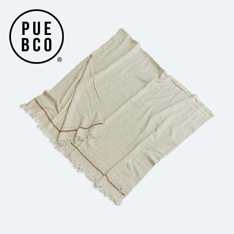 【HOT，2026】 【新品】【1点販売】PUEBCO[プエブコ] WOOL MIX IVORY BLANKET [ウールミックスアイボリーブランケット ひざ掛け マルチクロス ファブリック 大判 120×230cm 長方形 フリンジ ヴィンテージ風 ウール混] その他
