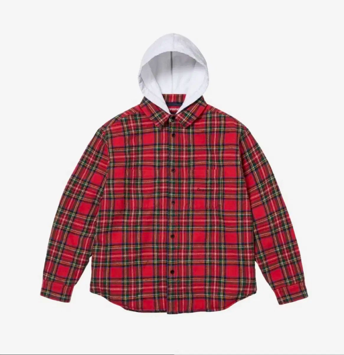 Supreme シュプリーム タータン フランネル フード シャツ レッド ー 23FW