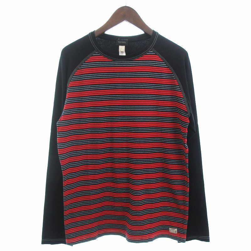 DIESEL◆T-BORDIE-R TOP/長袖カットソー/L/コットン/BEG ディーゼル DIESEL ラグラン Tシャツ カットソー 長袖 ボーダー