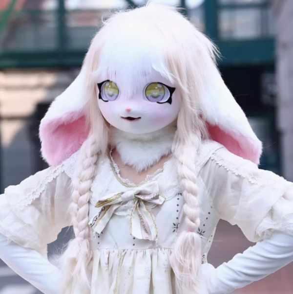 着ぐるみヘッド 猫 大垂れ耳 クリーム 全頭ヘッド ケモノ マスク ファースーツ ぬいぐるみ コスプレ コスチューム - メルカリ