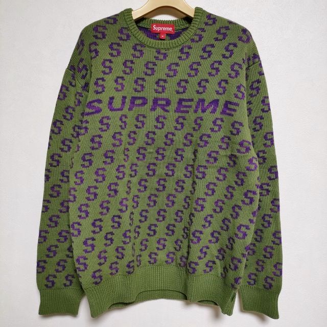 Supreme S Repeat Sweater M 総柄 セーター ニット 21SS グリーン