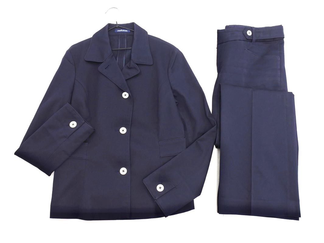 【美品】NEWORKER ニューヨーカー　セットアップ　濃紺　ストライプ　 M PREMIUM CLOTH Beyond ストライプ スーツ