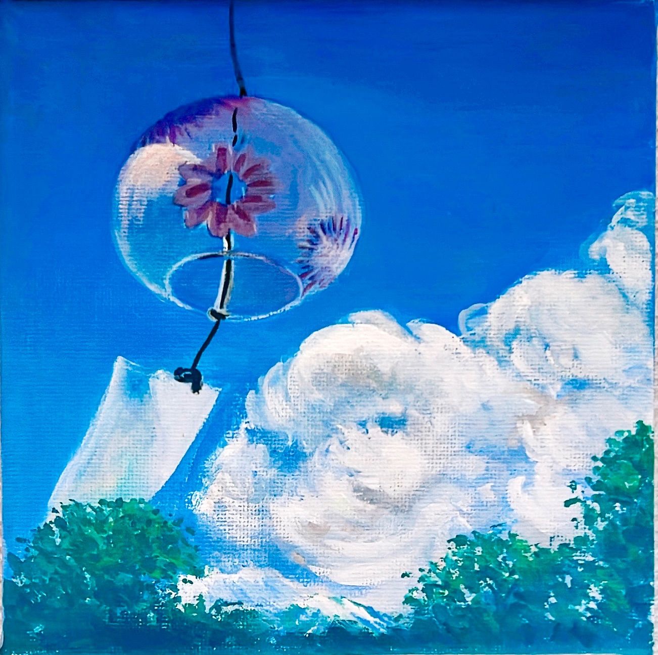 特別価格‼️夏の風鈴シリーズ アクリル絵 風鈴が透き通った青空