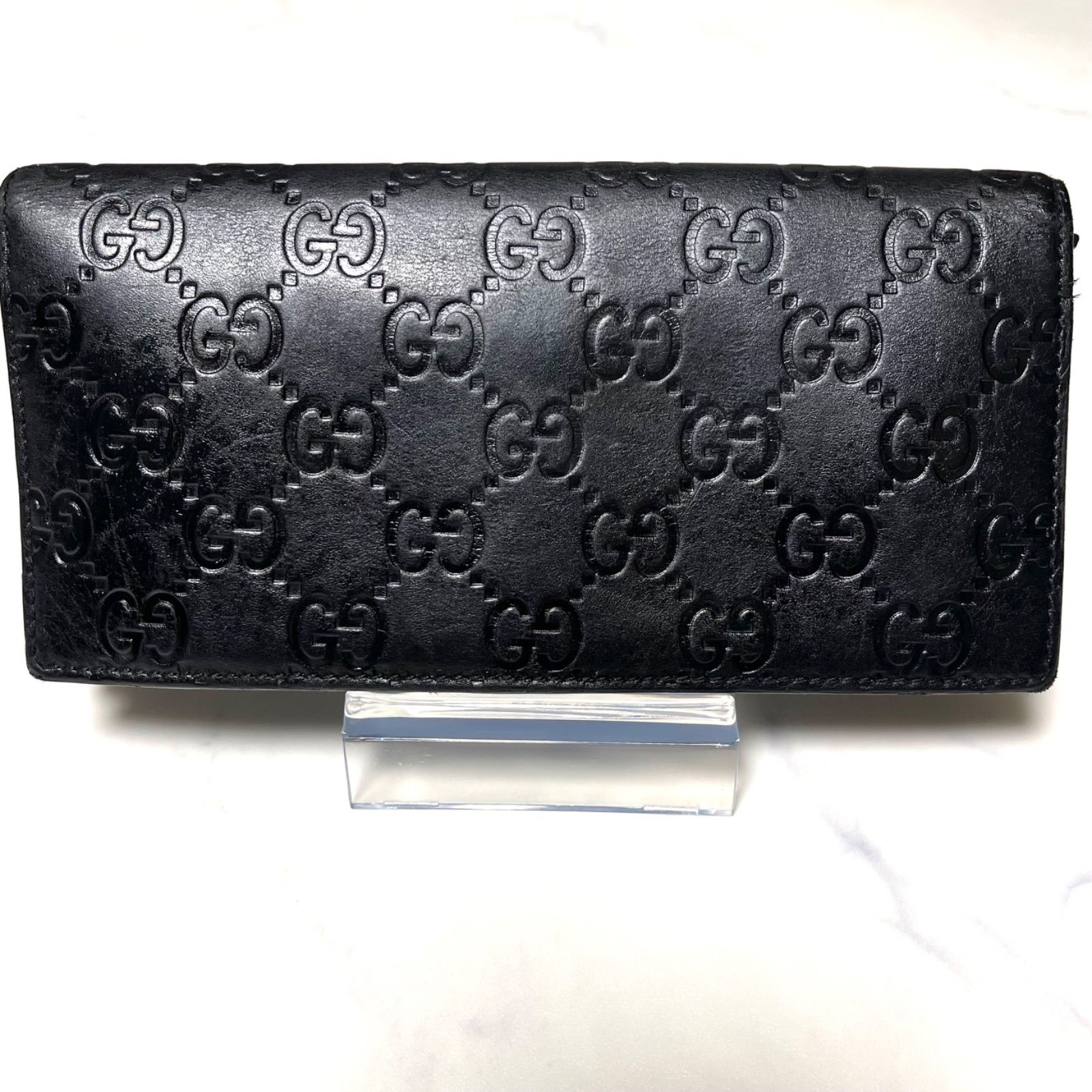 グッチ GUCCI シマ長財布ブラック黒 - メルカリ