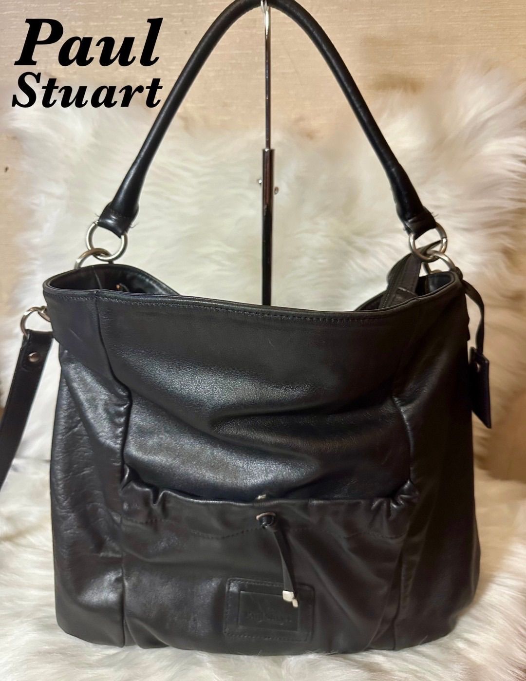 PAUL STUART ポール・スチュアート　ビジネスレザーバッグ　2way 黒 ポールスチュアート Paul Stuart ボディバッグ ワンショルダー