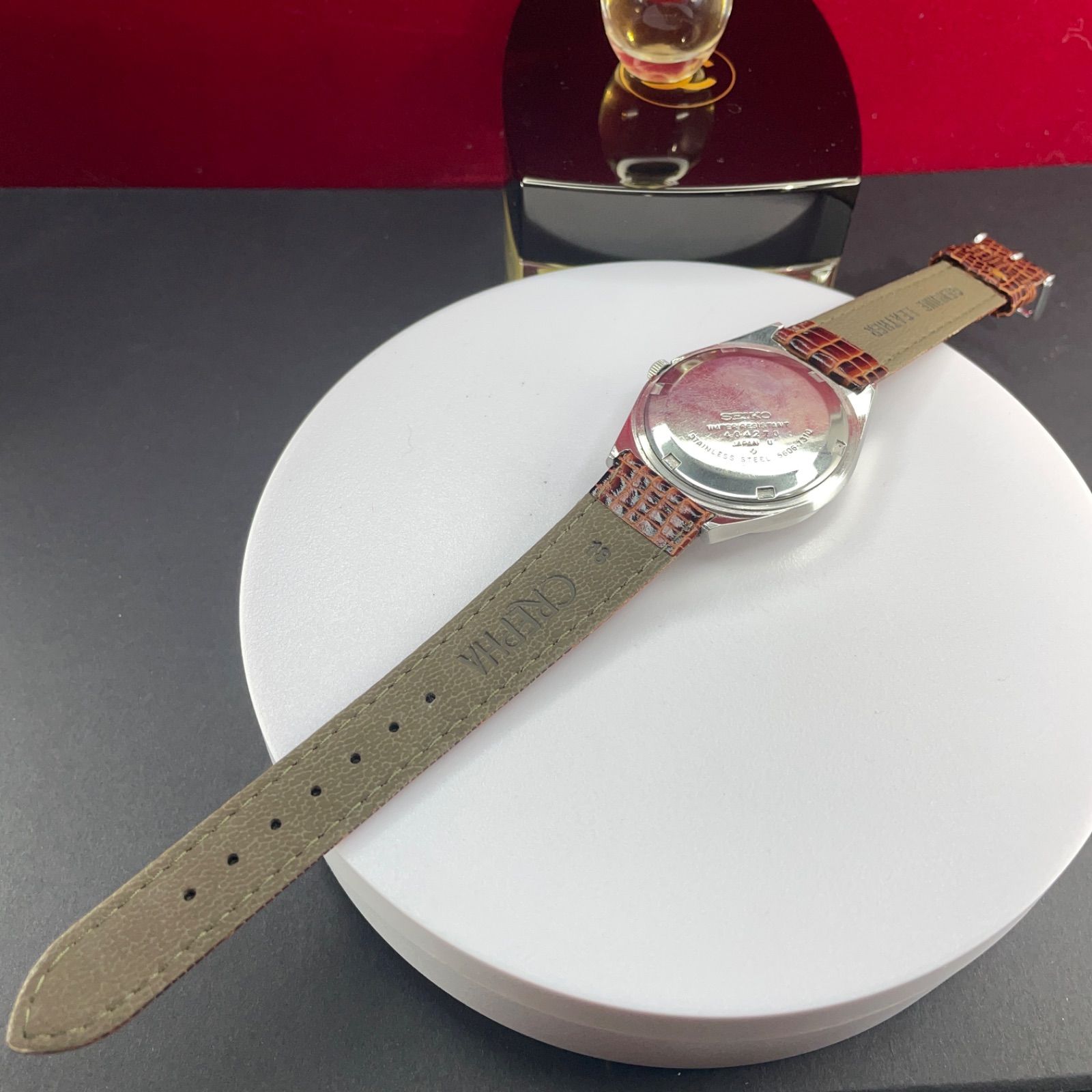未使用 70s SEIKO オートマチック 純正ブレス 9面カットガラス 腕時計 70s SEIKO ロードマチック 自動巻 日本製 9面カットガラス
