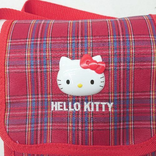 ハローキティ　ポシェット　赤 ◇ Θ HELLO KITTY ハローキティ チェック柄 キッズ ショルダー