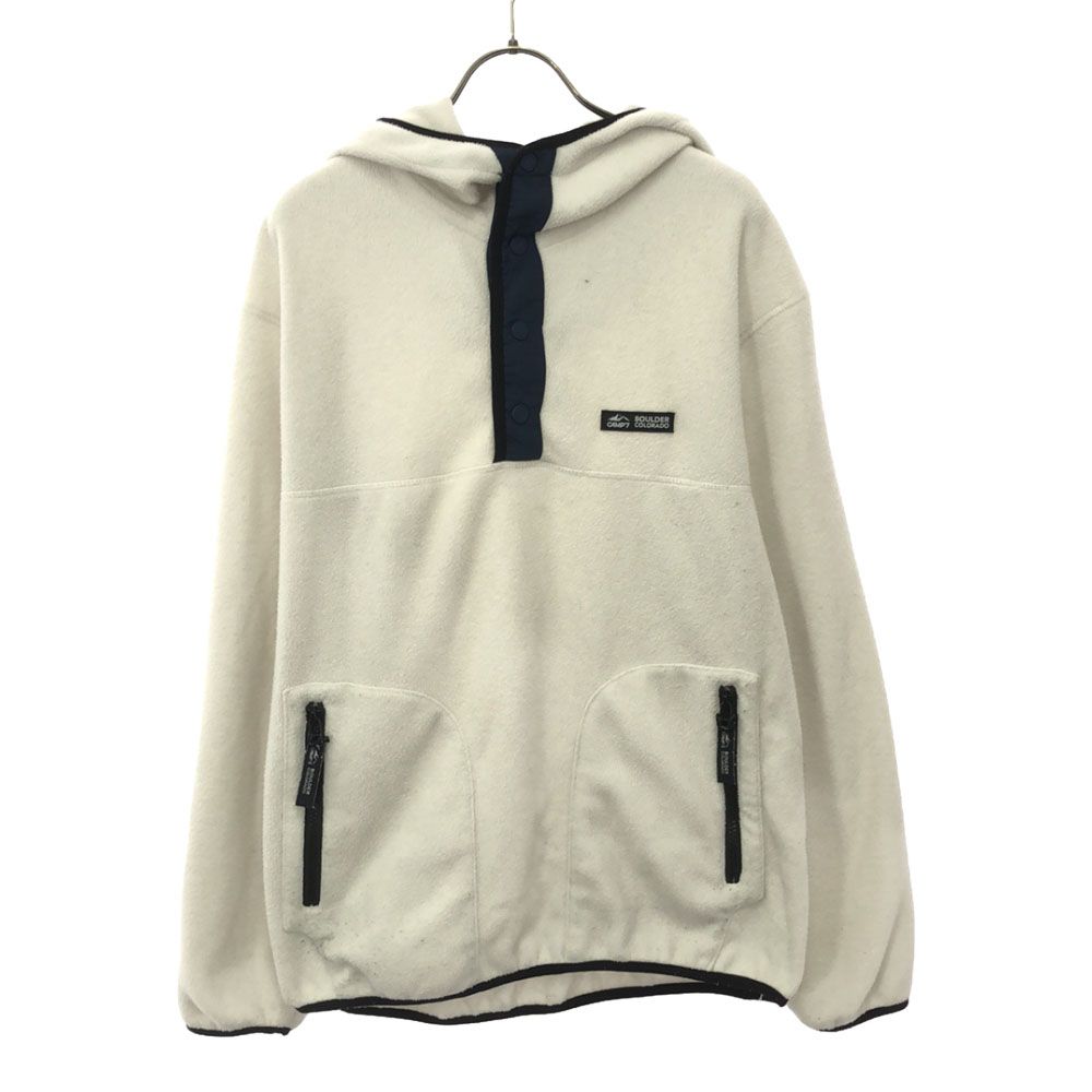 キャンプセブン 長袖 ハーフボタン フリースジャケット M ホワイト CAMP7 フード アウトドア メンズ