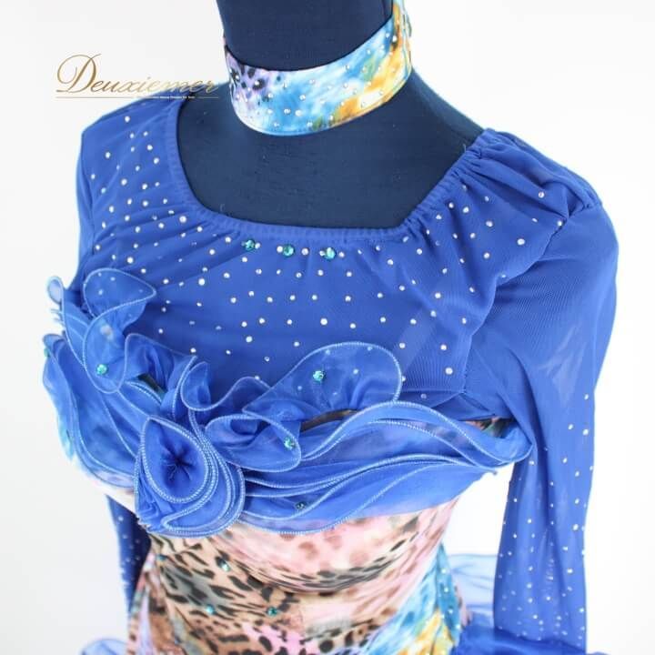 【美品 社交ダンス衣装】ワンピース ドレス ラテン ICHIOKU 青 ブルー 社交ダンス 衣装 ラテン ドレス ワンピース レッスンウェア