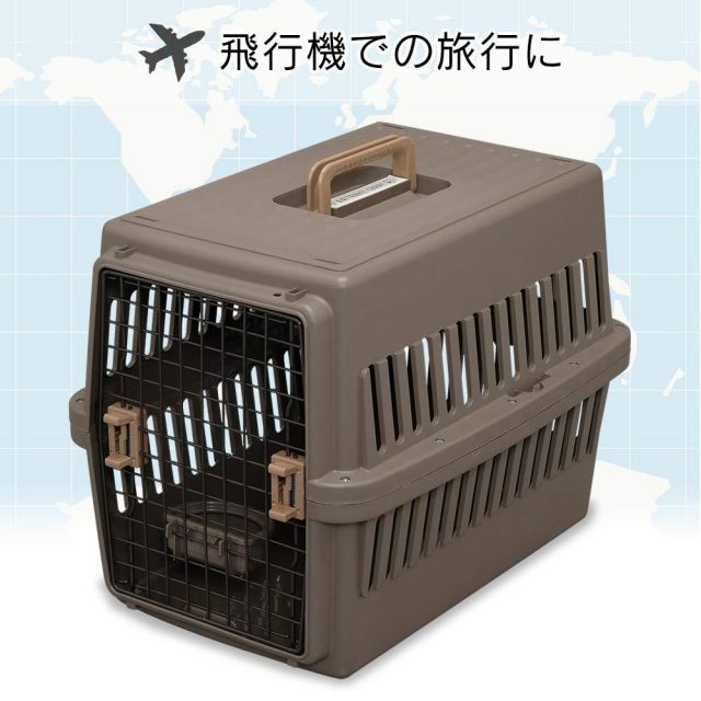 アイリスオーヤマ ペットキャリー 猫 キャリー 中型犬用 ブラウン 幅47×奥行67×高さ51cm
