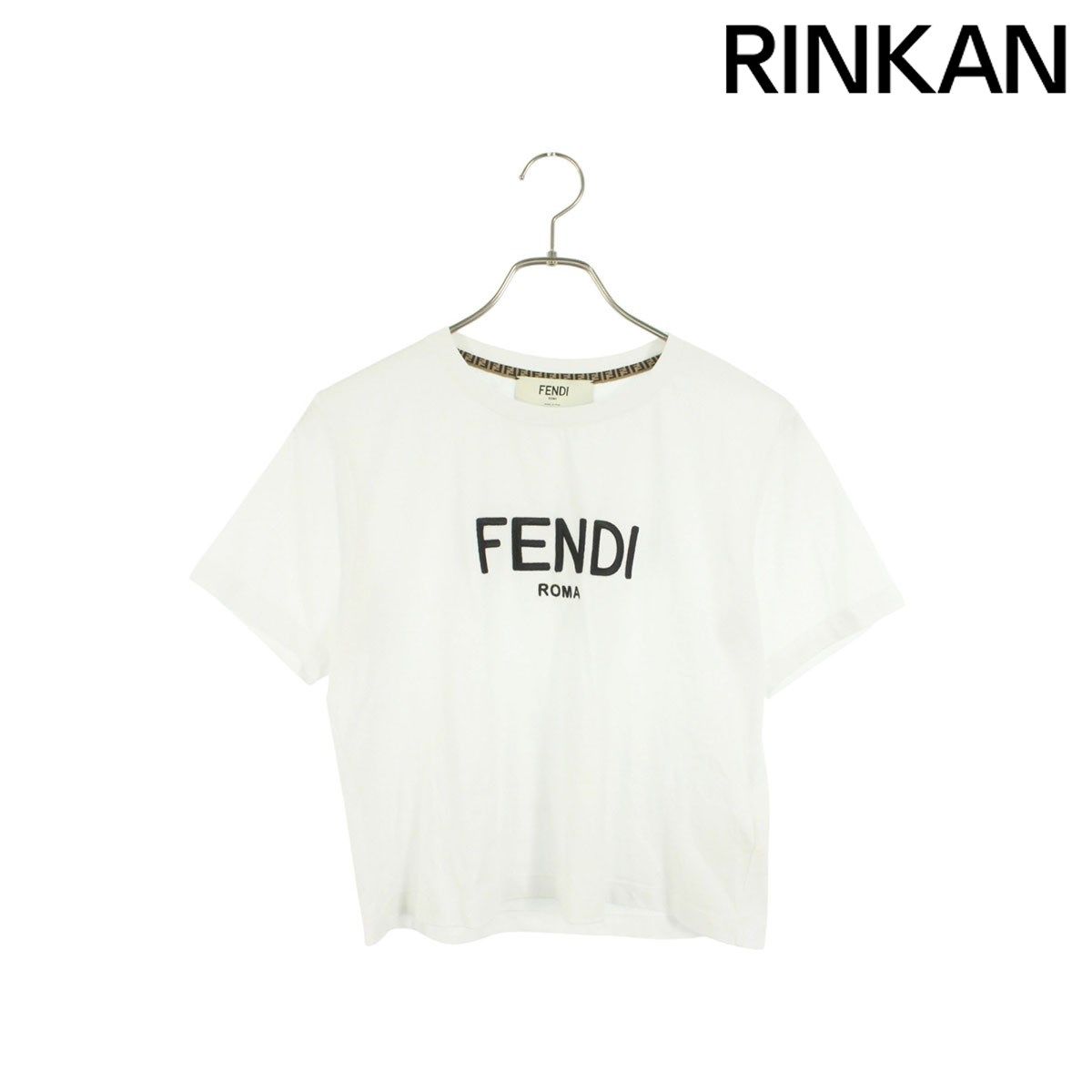 フェンディ FS7389 ALCA ロゴ刺繍クロップドTシャツ レディース